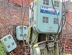 A damaged meter box at a locality in Ludhiana on Tuesday. (Gurpreet Singh/HT)