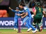India's Renuka Singh celebrates after the dismissal of South Africa's Tazmin Brits (R) during the ICC Women's Cricket World Cup 2025 final India's Renuka Singh celebrates after the dismissal of South Africa's Tazmin Brits (R) during the ICC Women's Cricket World Cup 2025 final