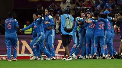 Indian players celebrate their win over South Africa in the ICC Women's Cricket World Cup final match at DY Patil in Navi Mumbai (Raju Shinde) Indian players celebrate their win over South Africa in the ICC Women's Cricket World Cup final match at DY Patil in Navi Mumbai (Raju Shinde)