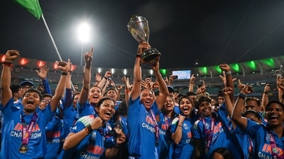 Indian players celebrate their win over South Africa in the ICC Women's Cricket World Cup final match. (Raju Shinde) Indian players celebrate their win over South Africa in the ICC Women's Cricket World Cup final match. (Raju Shinde)