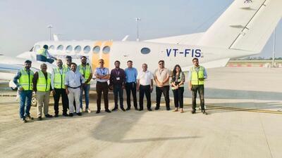 An Airports Authority of India (AAI) calibration aircraft landed at the airport around 10.26am to test Instrument Landing System (ILS) 28 and other navigational aids, said NIAL. (HT Photos) An Airports Authority of India (AAI) calibration aircraft landed at the airport around 10.26am to test Instrument Landing System (ILS) 28 and other navigational aids, said NIAL. (HT Photos)