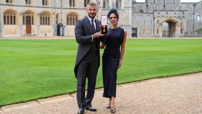 Sir David Beckham, with his wife Lady Victoria, after he was made a Knight Bachelor at an investiture ceremony at Windsor Castle, Berkshire, England, Tuesday, Nov. 4, 2025 (AP) Sir David Beckham, with his wife Lady Victoria, after he was made a Knight Bachelor at an investiture ceremony at Windsor Castle, Berkshire, England, Tuesday, Nov. 4, 2025 (AP)