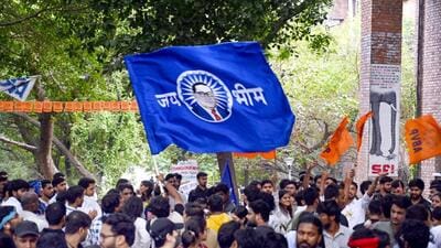 From the JNU campus in New Delhi on Tuesday, during voting. (Arvind Yadav/HT Photo) From the JNU campus in New Delhi on Tuesday, during voting. (Arvind Yadav/HT Photo)