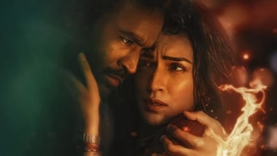 Dhanush and Kriti Sanon star in Aanand L Rai's Tere Ishk Mein. Dhanush and Kriti Sanon star in Aanand L Rai's Tere Ishk Mein.