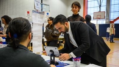 Democratic Mayoral Candidate Zohran Mamdani (R) and his wife, Rama Duwaji (L), votes at The Frank Sinatra School of the Arts on November 04, 2025 in the Queens borough of New York City. (Getty Images via AFP) Democratic Mayoral Candidate Zohran Mamdani (R) and his wife, Rama Duwaji (L), votes at The Frank Sinatra School of the Arts on November 04, 2025 in the Queens borough of New York City. (Getty Images via AFP)
