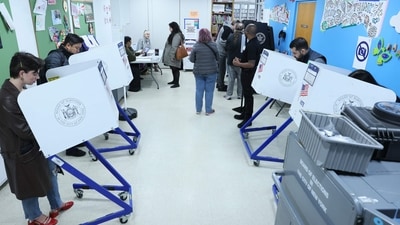 People vote in the General Election at the Brooklyn Public Library on November 04, 2025 in the Flatbush neighborhood of the Brooklyn borough in New York City. (Getty Images via AFP) People vote in the General Election at the Brooklyn Public Library on November 04, 2025 in the Flatbush neighborhood of the Brooklyn borough in New York City. (Getty Images via AFP)