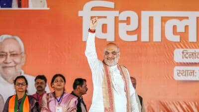 Union home minister Amit Shah during a public rally in Bihar’s Madhubani on Monday. (@AmitShah X) Union home minister Amit Shah during a public rally in Bihar’s Madhubani on Monday. (@AmitShah X)