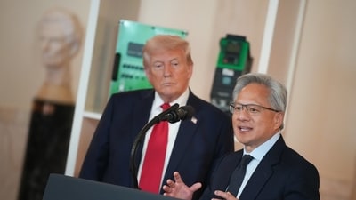 Nvidia Chief Executive Jensen Huang speaks with President Trump often and joined him at a White House event earlier this year. Nvidia Chief Executive Jensen Huang speaks with President Trump often and joined him at a White House event earlier this year.