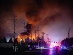 Plumes of smoke rise from the area of a UPS cargo plane crash at Louisville Muhammad Ali International Airport, on Tuesday Plumes of smoke rise from the area of a UPS cargo plane crash at Louisville Muhammad Ali International Airport, on Tuesday