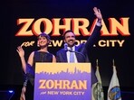 New York City Mayoral candidate Zohran Mamdani (R) celebrates alongside his wife Rama Duwaji (L) during an election night event at the Brooklyn Paramount Theater in Brooklyn, New York. New York City Mayoral candidate Zohran Mamdani (R) celebrates alongside his wife Rama Duwaji (L) during an election night event at the Brooklyn Paramount Theater in Brooklyn, New York.