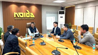 A high-level LG delegation met Noida authority’s chief executive officer (CEO) Lokesh M on Tuesday and discussed the project in detail including finalising plans related to their new investment in the region, (HT Photos) A high-level LG delegation met Noida authority’s chief executive officer (CEO) Lokesh M on Tuesday and discussed the project in detail including finalising plans related to their new investment in the region, (HT Photos)