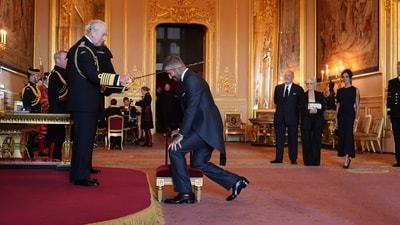 David Beckham has been formally knighted by King Charles III during a ceremony at Windsor Castle on Tuesday. (AP) David Beckham has been formally knighted by King Charles III during a ceremony at Windsor Castle on Tuesday. (AP)