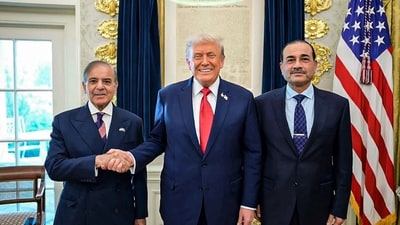 US President Donald Trump during a meeting with Pakistan Prime Minister Shehbaz Sharif and Field Marshal Asim Munir. (AP File)