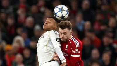 Real Madrid's Kylian Mbappe and Liverpool's Conor Bradley in action. (REUTERS) Real Madrid's Kylian Mbappe and Liverpool's Conor Bradley in action. (REUTERS)