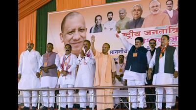 UP chief minister Yogi Adityanath during a public rally for the Bihar Assembly election, at Wazirganj constituency, in Gaya district of Bihar, Wednesday. (PTI Photo) UP chief minister Yogi Adityanath during a public rally for the Bihar Assembly election, at Wazirganj constituency, in Gaya district of Bihar, Wednesday. (PTI Photo)