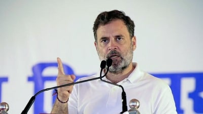 Rahul Gandhi speaks during the public meeting organised for the Bihar Assembly elections, at Wazirganj constituency in Gaya (AICC) Rahul Gandhi speaks during the public meeting organised for the Bihar Assembly elections, at Wazirganj constituency in Gaya (AICC)