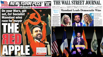 Media outlets across the United States covered Mamdani's win as historic, while some targeted the democratic-socialist for his campaign promises or skipped over him completely. (Screengrab/AP)