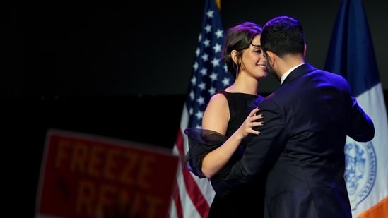 New York City mayor Zohran Mamdani with his wife, artist Rama Duwaji. (Bloomberg)