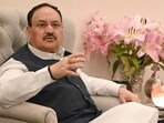 National BJP President J P Nadda talks to reporter during the Special Interview at his Residence in New Delhi on Thursday. (Sonu Mehta/HT Photo) National BJP President J P Nadda talks to reporter during the Special Interview at his Residence in New Delhi on Thursday. (Sonu Mehta/HT Photo)