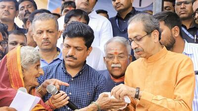 **EDS: THIRD PARTY IMAGE** In this image posted on Nov. 5, 2025, Shiv Sena (UBT) chief Uddhav Thackeray during a meeting with farmers at Pathrud village, Maharashtra. (@ShivSenaUBT_/X via PTI Photo)(PTI11_05_2025_000486B) (@ShivSenaUBT_) **EDS: THIRD PARTY IMAGE** In this image posted on Nov. 5, 2025, Shiv Sena (UBT) chief Uddhav Thackeray during a meeting with farmers at Pathrud village, Maharashtra. (@ShivSenaUBT_/X via PTI Photo)(PTI11_05_2025_000486B) (@ShivSenaUBT_)