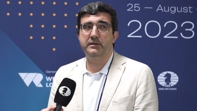 Vladimir Kramnik during a FIDE interview. (FIDE) Vladimir Kramnik during a FIDE interview. (FIDE)