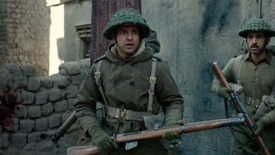 Farhan Akhtar in a still from 120 Bahadur, directed by Razneesh "Razy" Ghai. Farhan Akhtar in a still from 120 Bahadur, directed by Razneesh "Razy" Ghai.