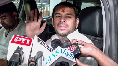 Jan Shakti Dal chief Tej Pratap Yadav speaks to the media, in Patna on Thursday. (ANI Video Grab)