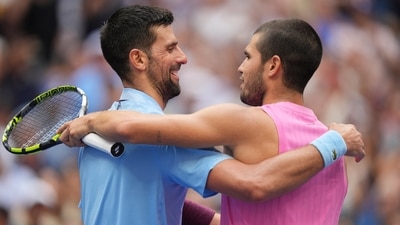 Novak Djokovic, of Serbia, congratulates Carlos Alcaraz, of Spain (AP) Novak Djokovic, of Serbia, congratulates Carlos Alcaraz, of Spain (AP)