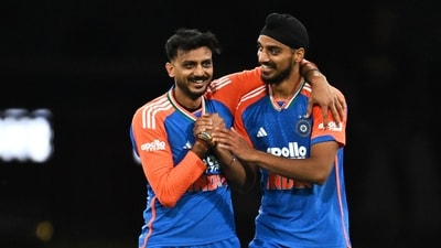 Axar Patel set the tone early with two crucial wickets insidet 10 overs which shifted the momentum in India's favour while defending a 168-run target. (AP) Axar Patel set the tone early with two crucial wickets insidet 10 overs which shifted the momentum in India's favour while defending a 168-run target. (AP)