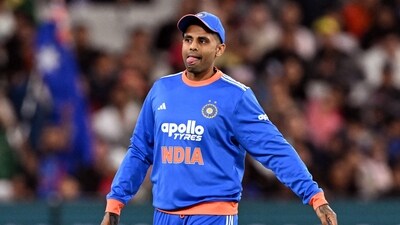 India's captain Suryakumar Yadav reacts during the second T20 international cricket match between Australia and India in Melbourne (AFP)