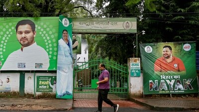 Tejashwi Yadav is eyeing for a hat-trick from in Raghopur, a constituency that was formerly represented by his chief minister parents Lalu Prasad and Rabri Devi. (AFP) Tejashwi Yadav is eyeing for a hat-trick from in Raghopur, a constituency that was formerly represented by his chief minister parents Lalu Prasad and Rabri Devi. (AFP)