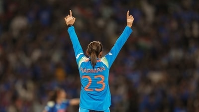 Navi Mumbai: India�s captain Harmanpreet Kaur celebrates the wicket of South Africa�s Ayabonga Khaka during the ICC Women's World Cup final ODI cricket match between India Women and South Africa Women, at the DY Patil Stadium, in Navi Mumbai, Sunday, Nov. 2, 2025. (PTI Photo/Kunal Patil) (PTI11_03_2025_000016A) (PTI) Navi Mumbai: India�s captain Harmanpreet Kaur celebrates the wicket of South Africa�s Ayabonga Khaka during the ICC Women's World Cup final ODI cricket match between India Women and South Africa Women, at the DY Patil Stadium, in Navi Mumbai, Sunday, Nov. 2, 2025. (PTI Photo/Kunal Patil) (PTI11_03_2025_000016A) (PTI)