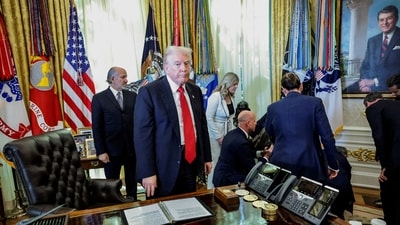 A person collapsed in the Oval Office when President Donald Trump was holding a meeting with drugmakers. (REUTERS)