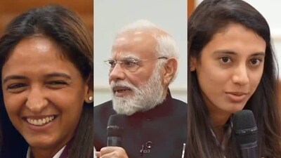 From left: Harmanpreet Kaur, Narendra Modi and Smriti Mandhana (Screengrab) From left: Harmanpreet Kaur, Narendra Modi and Smriti Mandhana (Screengrab)