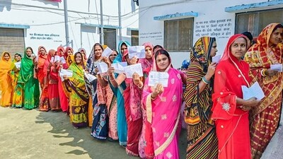 Women voters wait in a queue to cast their vote for the first phase of the Bihar assembly election, in Begusarai on Thursday. (CEOBihar/X) Women voters wait in a queue to cast their vote for the first phase of the Bihar assembly election, in Begusarai on Thursday. (CEOBihar/X)