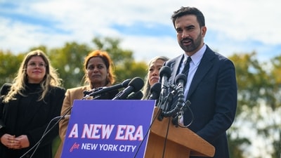 Mayor-Elect Zohran Mamdani speaks during a press conference at the Unisphere in Flushing Meadows Corona Park on November 05 (Getty Images via AFP) Mayor-Elect Zohran Mamdani speaks during a press conference at the Unisphere in Flushing Meadows Corona Park on November 05 (Getty Images via AFP)