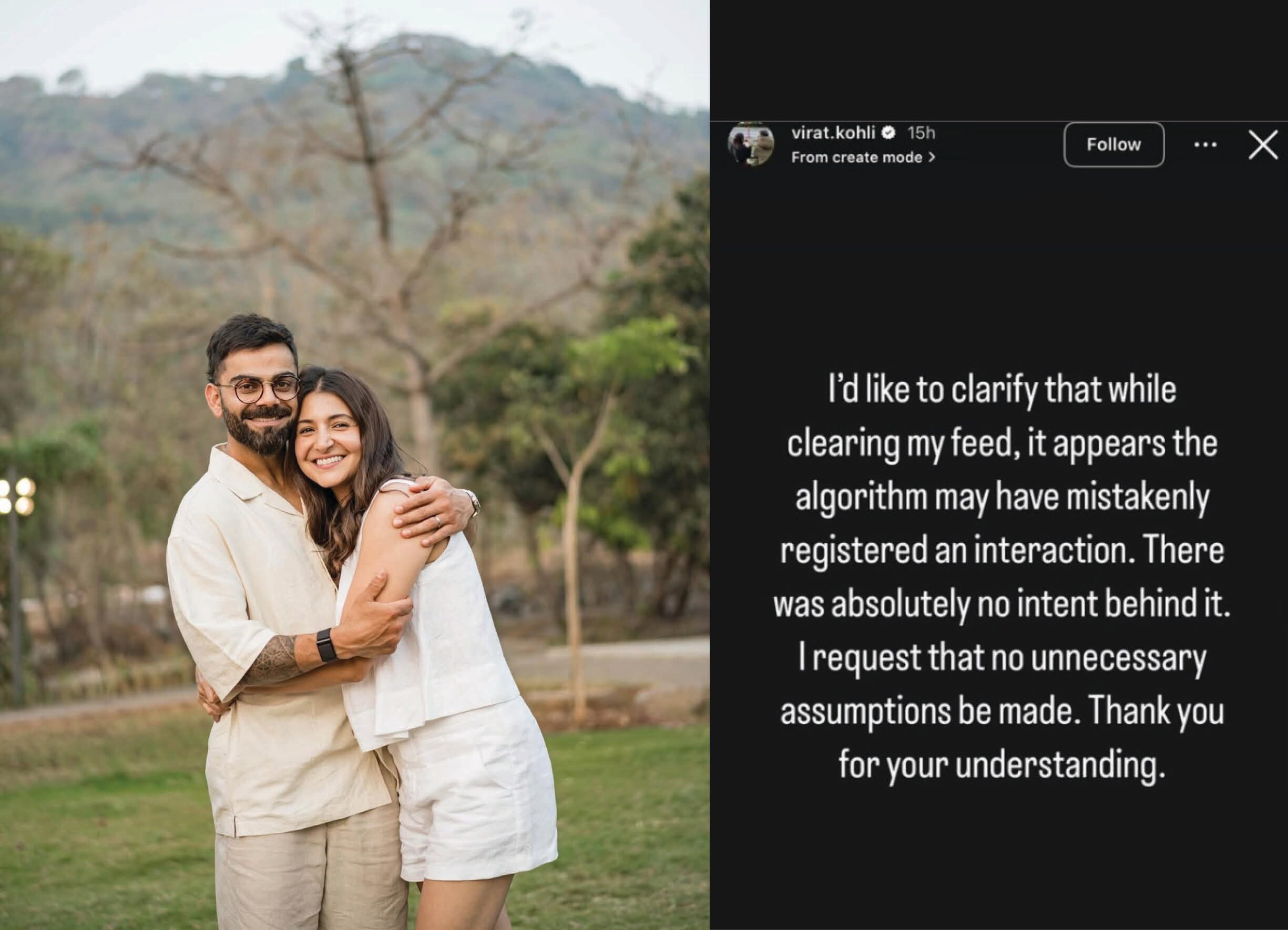 Virat Kohli liked an actress’s picture on Instagram, leading to speculation of an affair. He had to clear it up. (INSTAGRAM/@VIRAT.KOHLI) Virat Kohli liked an actress’s picture on Instagram, leading to speculation of an affair. He had to clear it up. (INSTAGRAM/@VIRAT.KOHLI)
