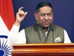 MEA spokesperson Randhir Jaiswal during a press briefing in New Delhi (ANI Video Grab) MEA spokesperson Randhir Jaiswal during a press briefing in New Delhi (ANI Video Grab)