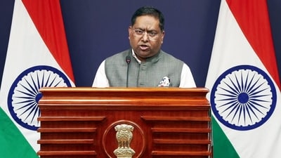 MEA spokesperson Randhir Jaiswal addresses a MEA Press Conference, in New Delhi. (ANI Video Grab)