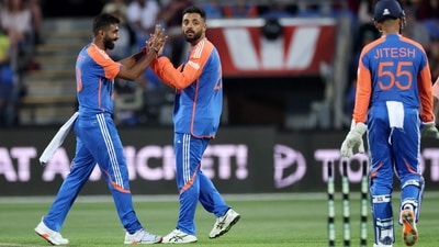 Varun Chakravarthy celebrates a wicket during the T20I series against Australia. (AFP) Varun Chakravarthy celebrates a wicket during the T20I series against Australia. (AFP)