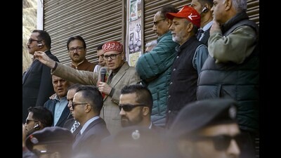 J&K CM Omar Abdullah during campaign in Budgam on Friday. (ANI) J&K CM Omar Abdullah during campaign in Budgam on Friday. (ANI)