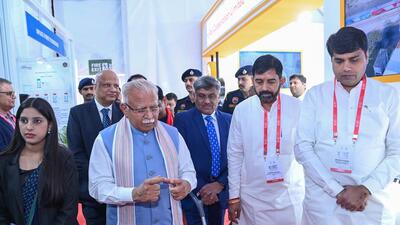Khattar during the event in Gurugram on Friday. (Parveen Kumar/HT) Khattar during the event in Gurugram on Friday. (Parveen Kumar/HT)