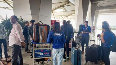 Passengers wait outside the departure terminal at IGI on Friday. (Sanjeev Verma/HT Photo) Passengers wait outside the departure terminal at IGI on Friday. (Sanjeev Verma/HT Photo)
