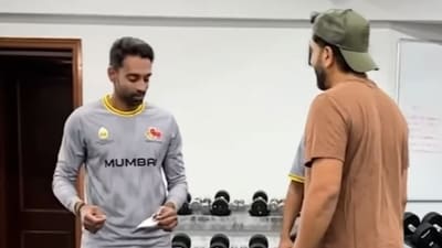 Rohit Sharma pulls off a shocking prank on Dhawal Kulkarni at the gym (Instagram Image) Rohit Sharma pulls off a shocking prank on Dhawal Kulkarni at the gym (Instagram Image)