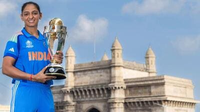 Skipper Harmanpreet Kaur poses for a picture with the trophy after the team's win in the final. (@BCCIWomen X) Skipper Harmanpreet Kaur poses for a picture with the trophy after the team's win in the final. (@BCCIWomen X)