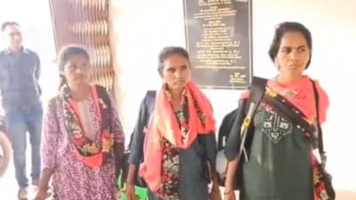 Three of the seven Maoists who surrendered to the Gariaband Police in Chhattisgarh. (ANI/Videograb) Three of the seven Maoists who surrendered to the Gariaband Police in Chhattisgarh. (ANI/Videograb)