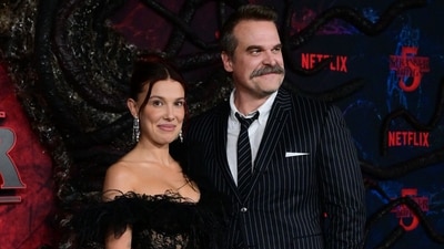 British actress Millie Bobby Brown and US actor David Harbour attend the world premiere of Netflix's "Stranger Things", Season 5, at the TCL Chinese theatre in Los Angeles. (AFP) British actress Millie Bobby Brown and US actor David Harbour attend the world premiere of Netflix's "Stranger Things", Season 5, at the TCL Chinese theatre in Los Angeles. (AFP)