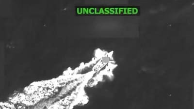 This screen grab from a video posted by US Defense Secretary Pete Hegseth on his X account on November 6, 2025 shows what Hegseth says is a lethal kinetic strike on a vessel operated by a Designated Terrorist Organization. (AFP) This screen grab from a video posted by US Defense Secretary Pete Hegseth on his X account on November 6, 2025 shows what Hegseth says is a lethal kinetic strike on a vessel operated by a Designated Terrorist Organization. (AFP)