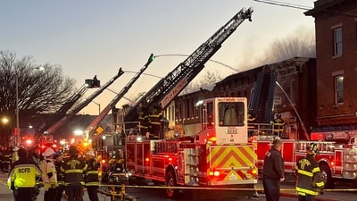 A commercial building is reportedly up in flames. (X/@BaltimoreFire) A commercial building is reportedly up in flames. (X/@BaltimoreFire)