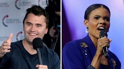 Candace Owens and Charlie Kirk. (REUTERS/David Ryder/File Photo, REUTERS/Rebecca Cook) Candace Owens and Charlie Kirk. (REUTERS/David Ryder/File Photo, REUTERS/Rebecca Cook)